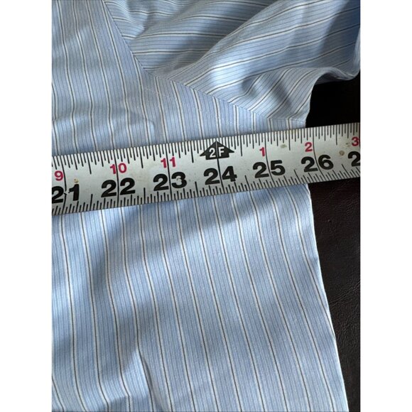 Brooks Brothers Mens 17.5/35 Classic Fit Non-Iron Blue Stripe Cotton Shirt - Picture 8 of 8